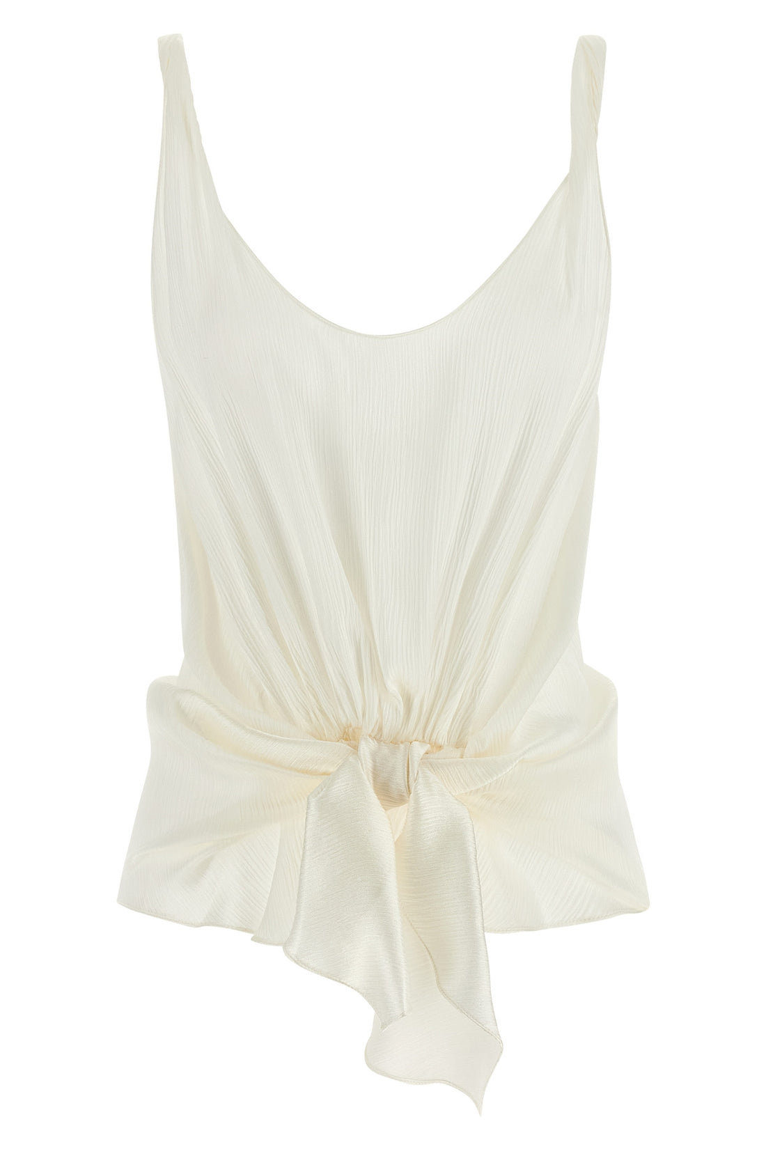 J.W.ANDERSON 6 front knot sleeveless top in smooth crinkled silk