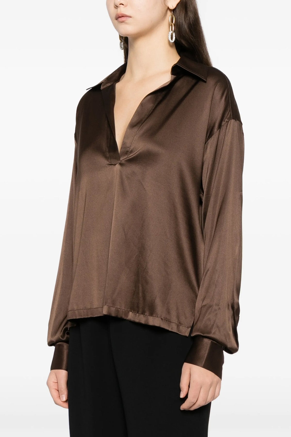 polo shirt in stretch silk satin