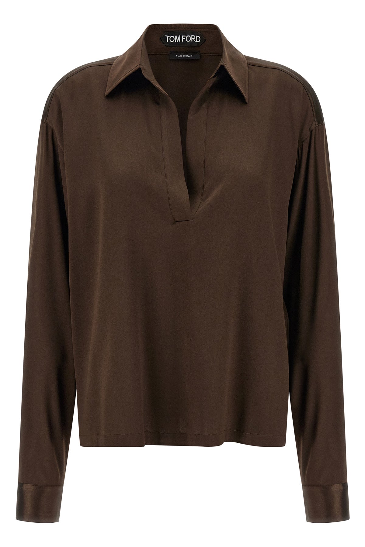 polo shirt in stretch silk satin