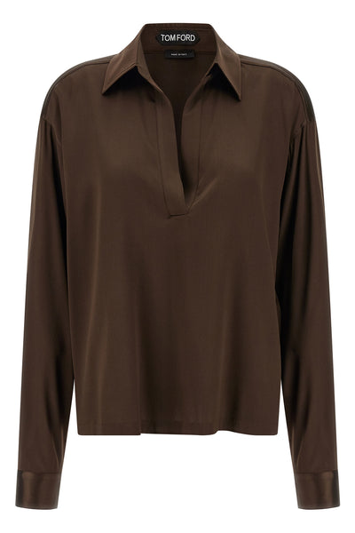 polo shirt in stretch silk satin
