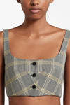 check print wool blend cropped top