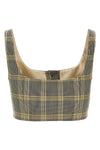 check print wool blend cropped top
