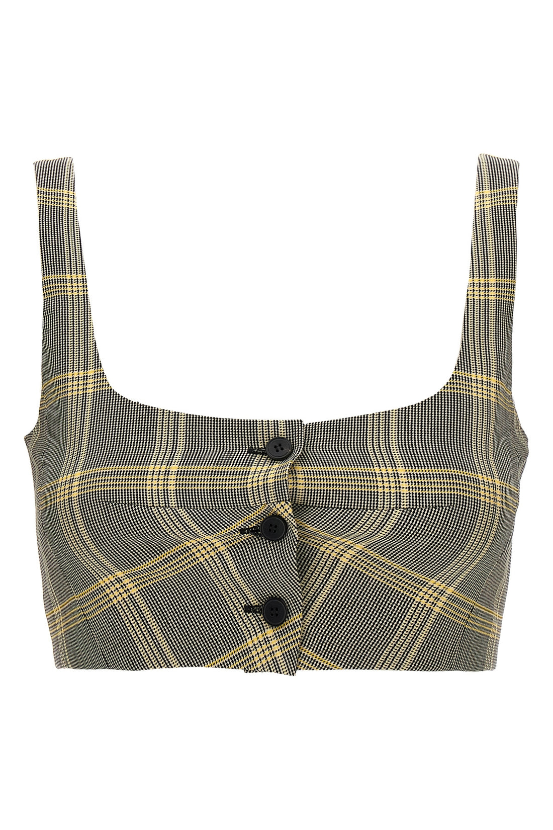 MARNI 40 check print wool blend cropped top
