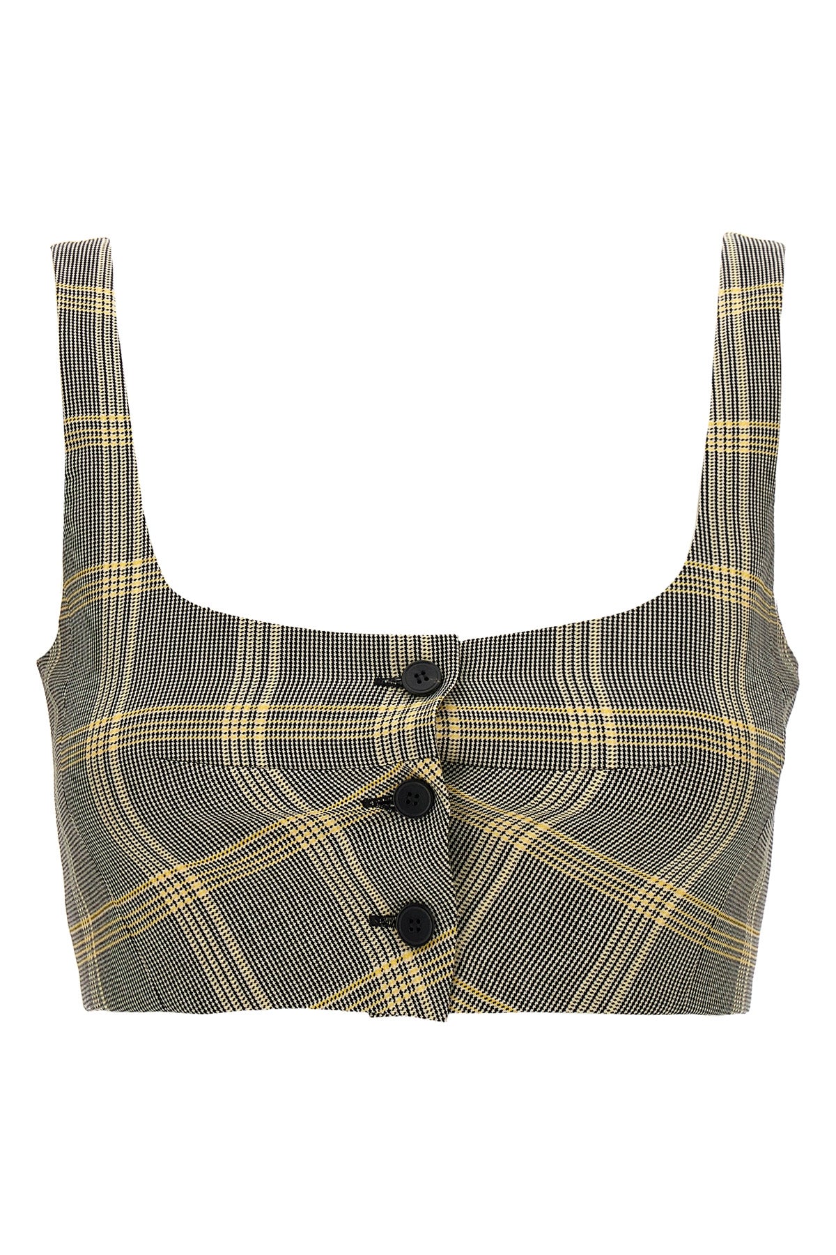 check print wool blend cropped top