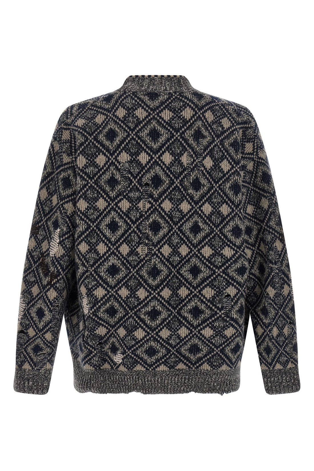 WALES BONNER XL sibling hand-mended merino wool merino wool cardigan
