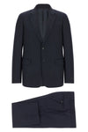dress in a fine blend of wool and cashmere pinstriped pattern