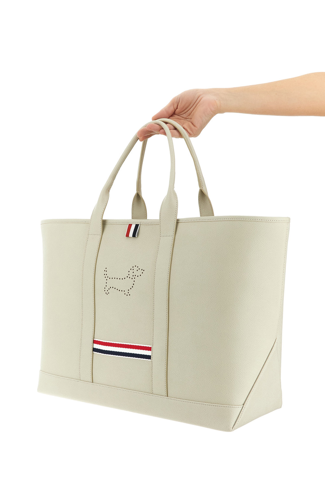 THOM BROWNE OS tool tote pebble grain leather shooping