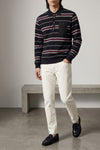 striped piqué cotton polo shirt