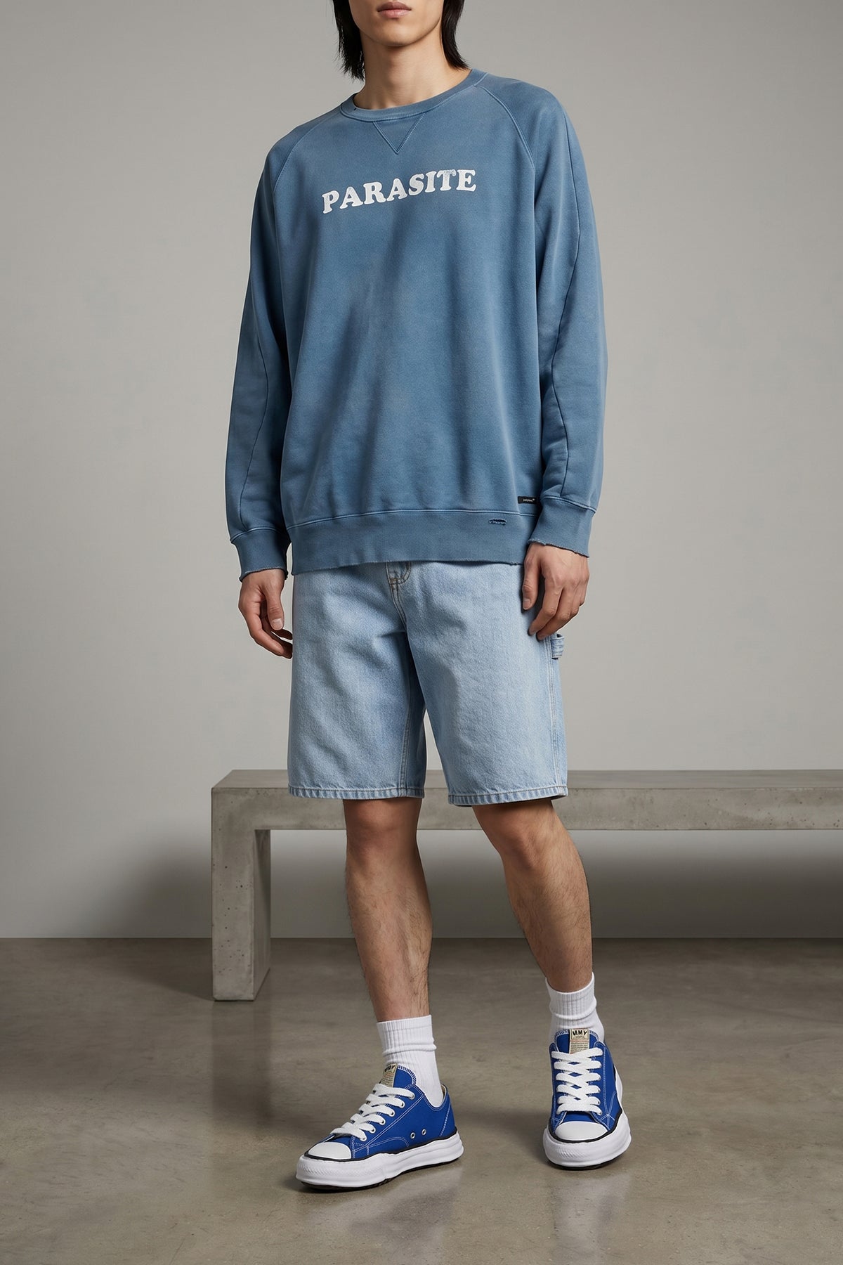 uc1f4808-1 sweatshirt in gauze délavé used-effect cotton