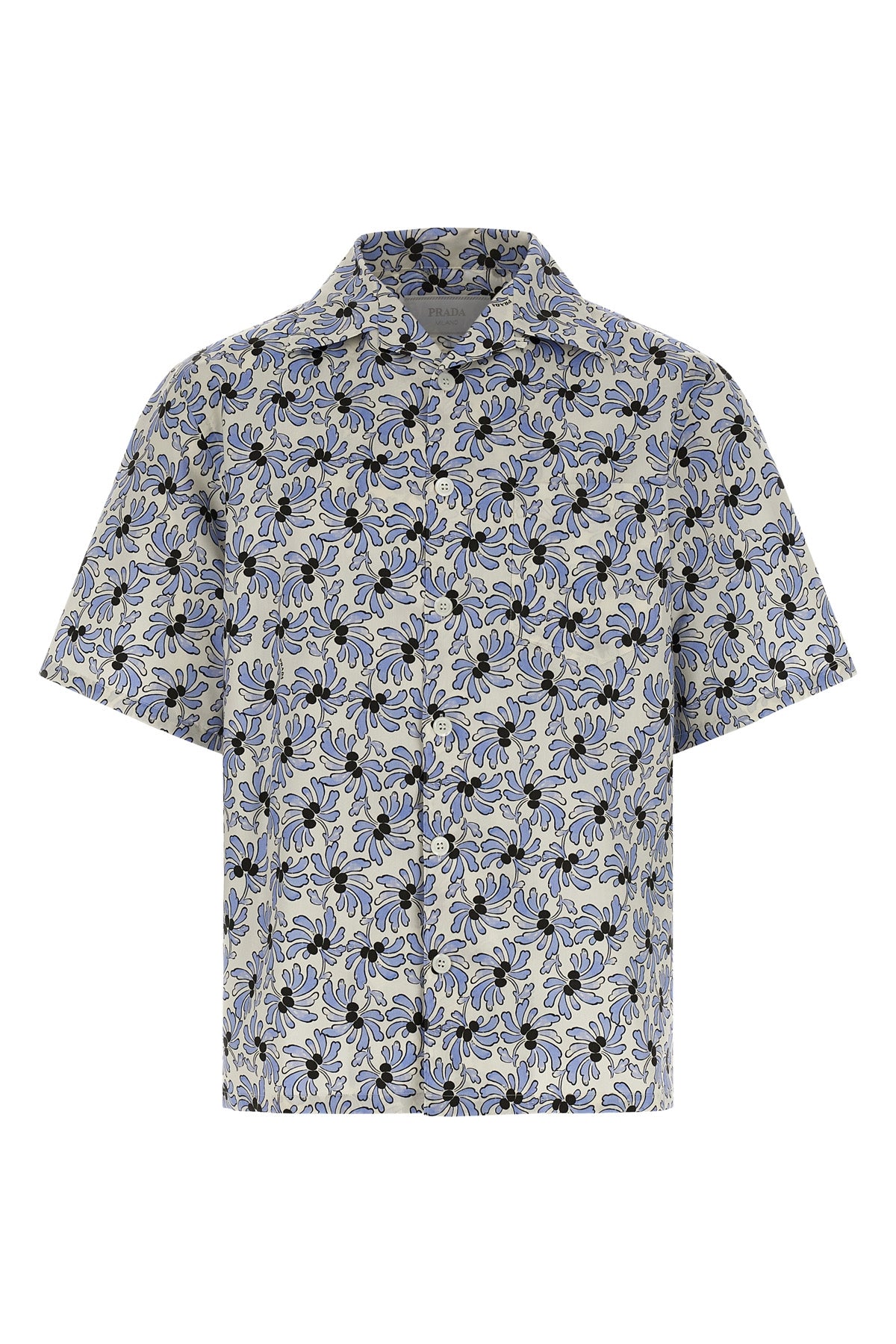 all-over fresia print cotton and silk blend pongé shirt
