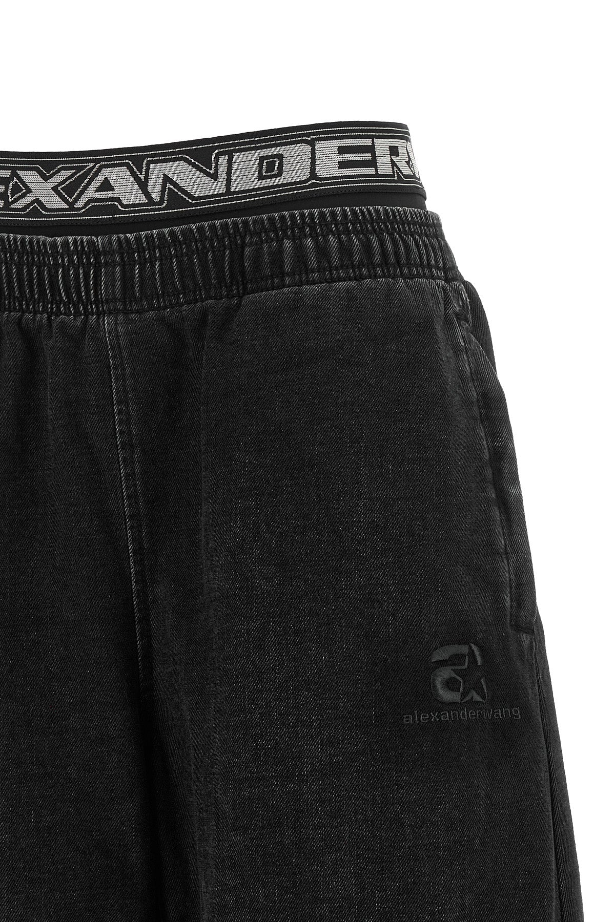 alexander wang denim pants redefine casual wear through a hybrid construction in