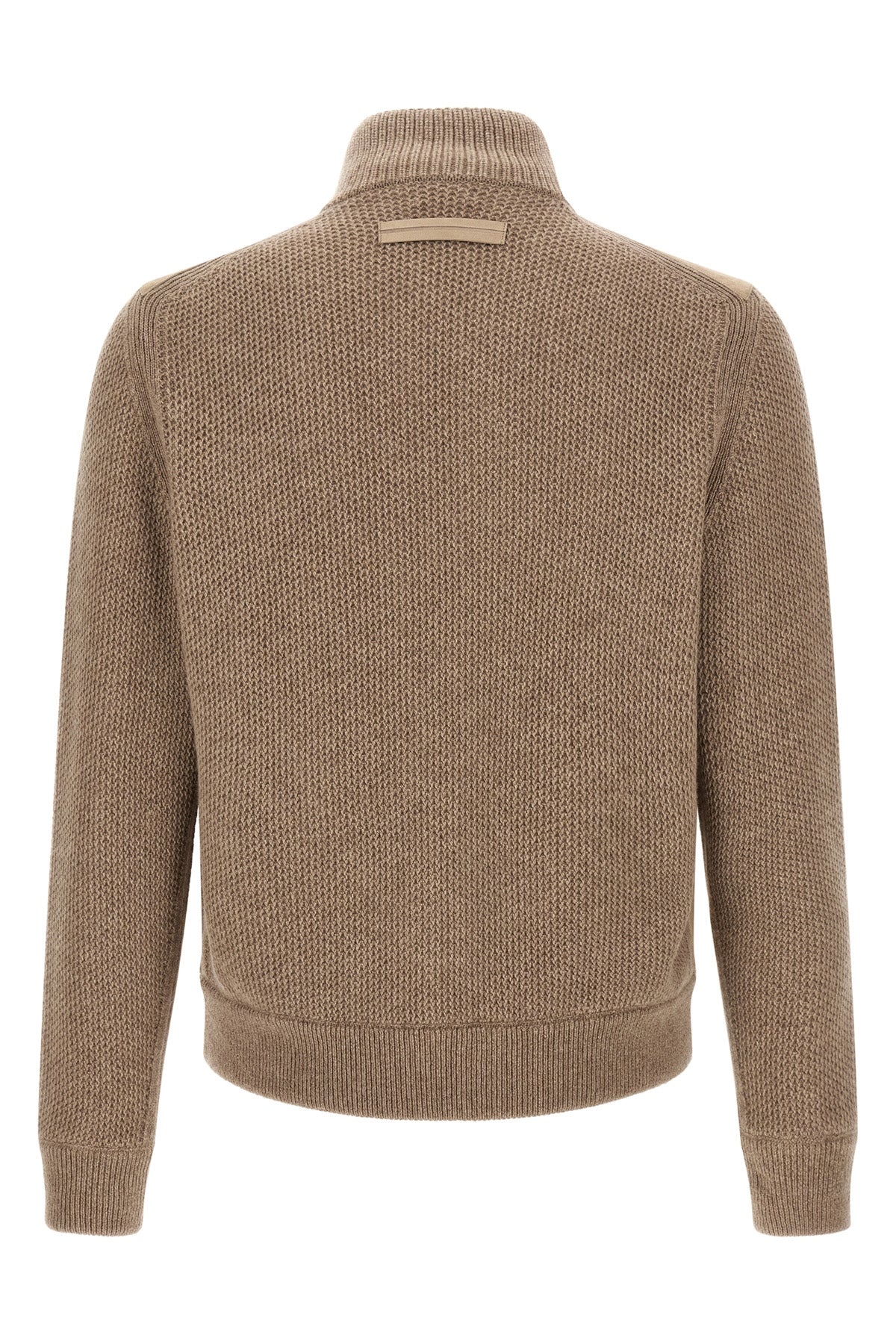 the zegna cardigan features a sophisticated hybrid construction that