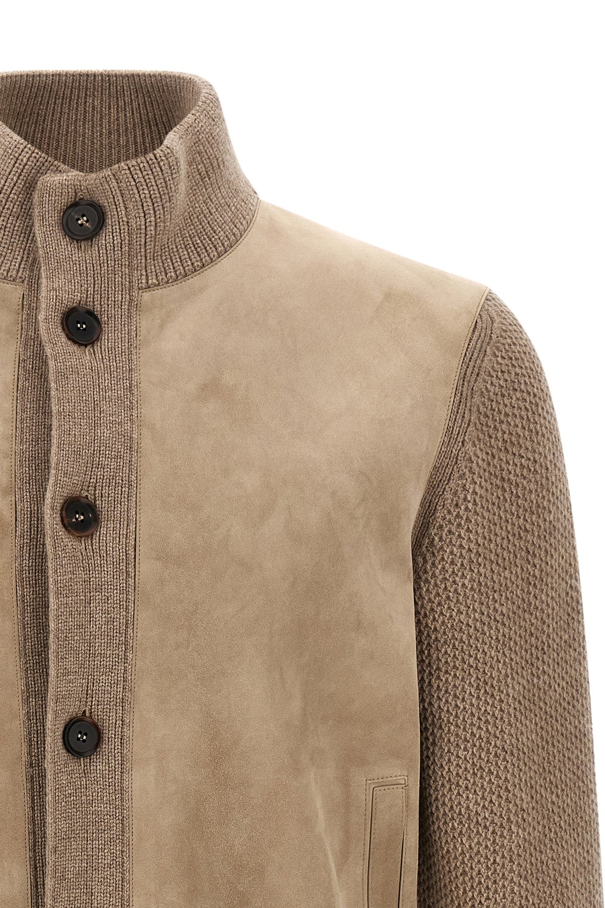 the zegna cardigan features a sophisticated hybrid construction that