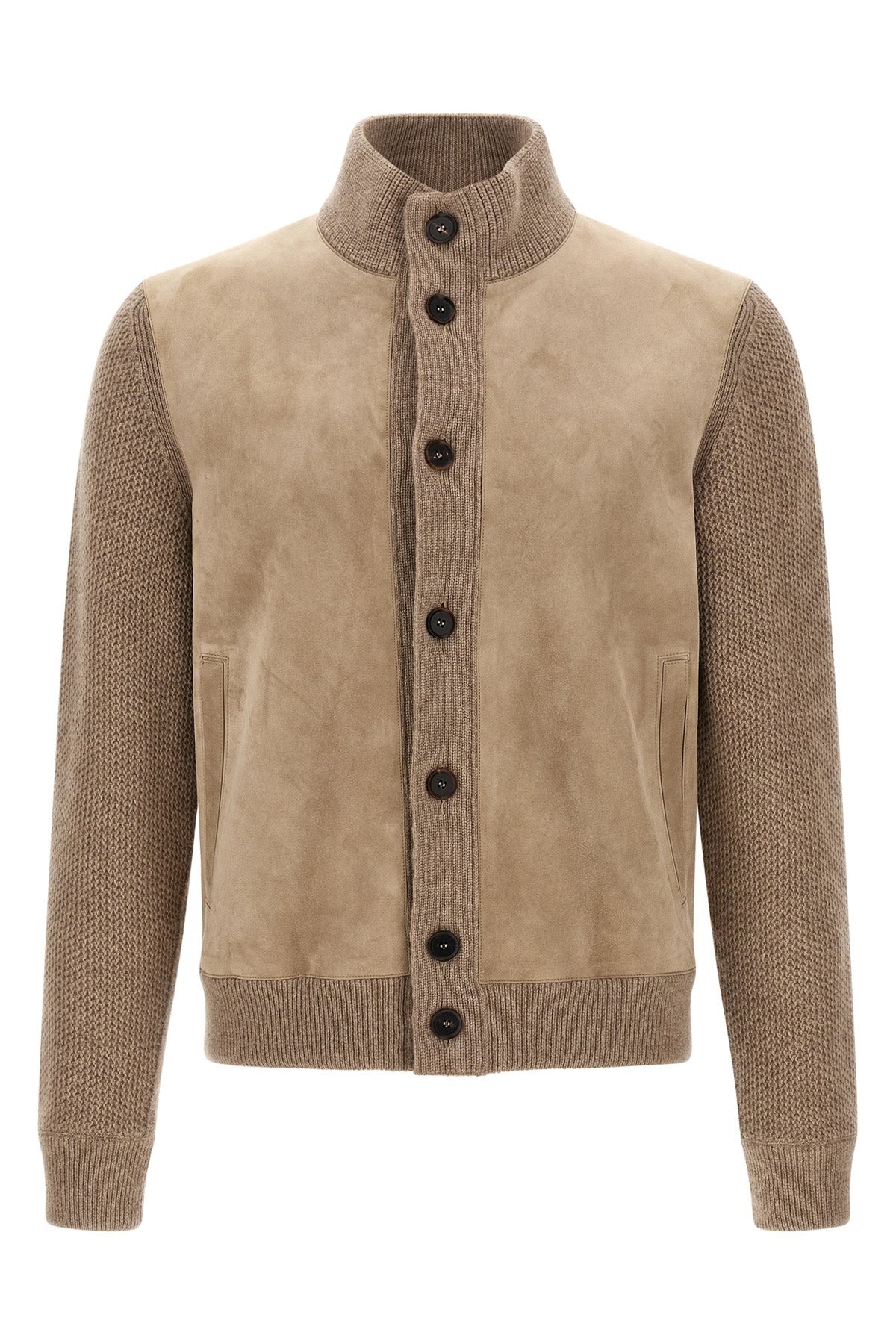 the zegna cardigan features a sophisticated hybrid construction that