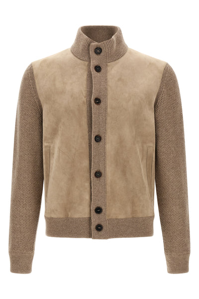 the zegna cardigan features a sophisticated hybrid construction that