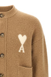 the ami paris camel cardigan redefines contemporary knitwear through relaxed vol