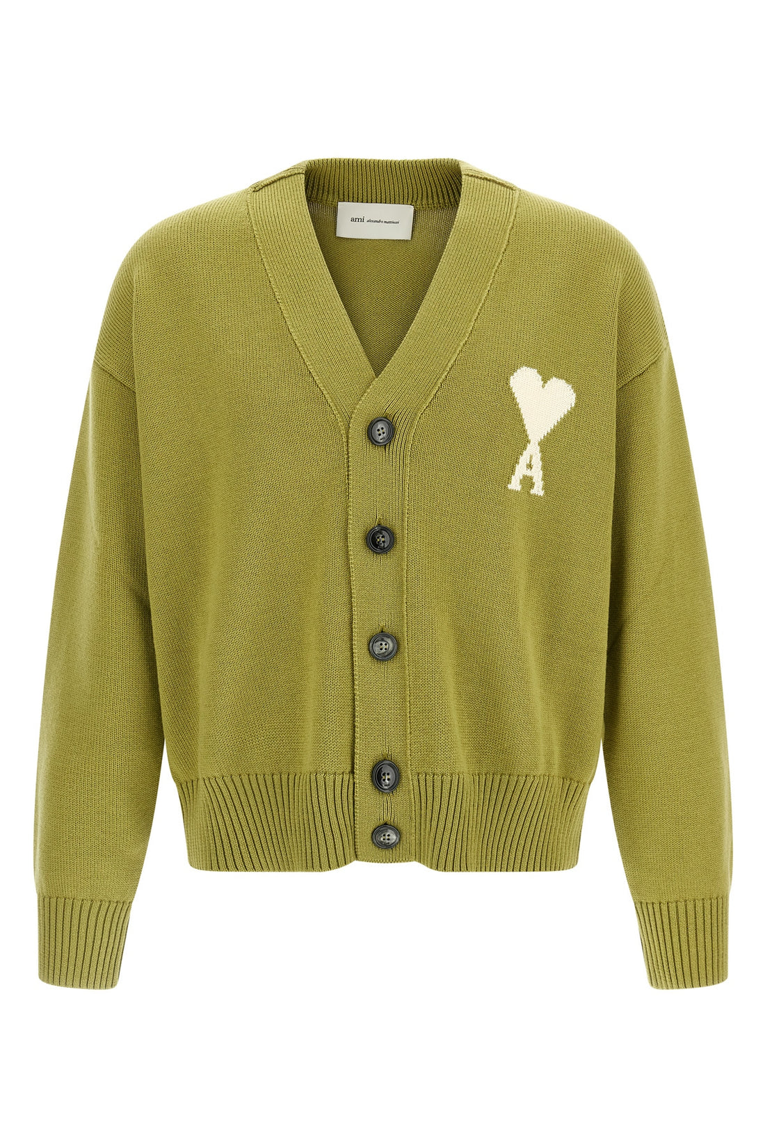 AMI PARIS L knitted wool and cotton blend cardigan