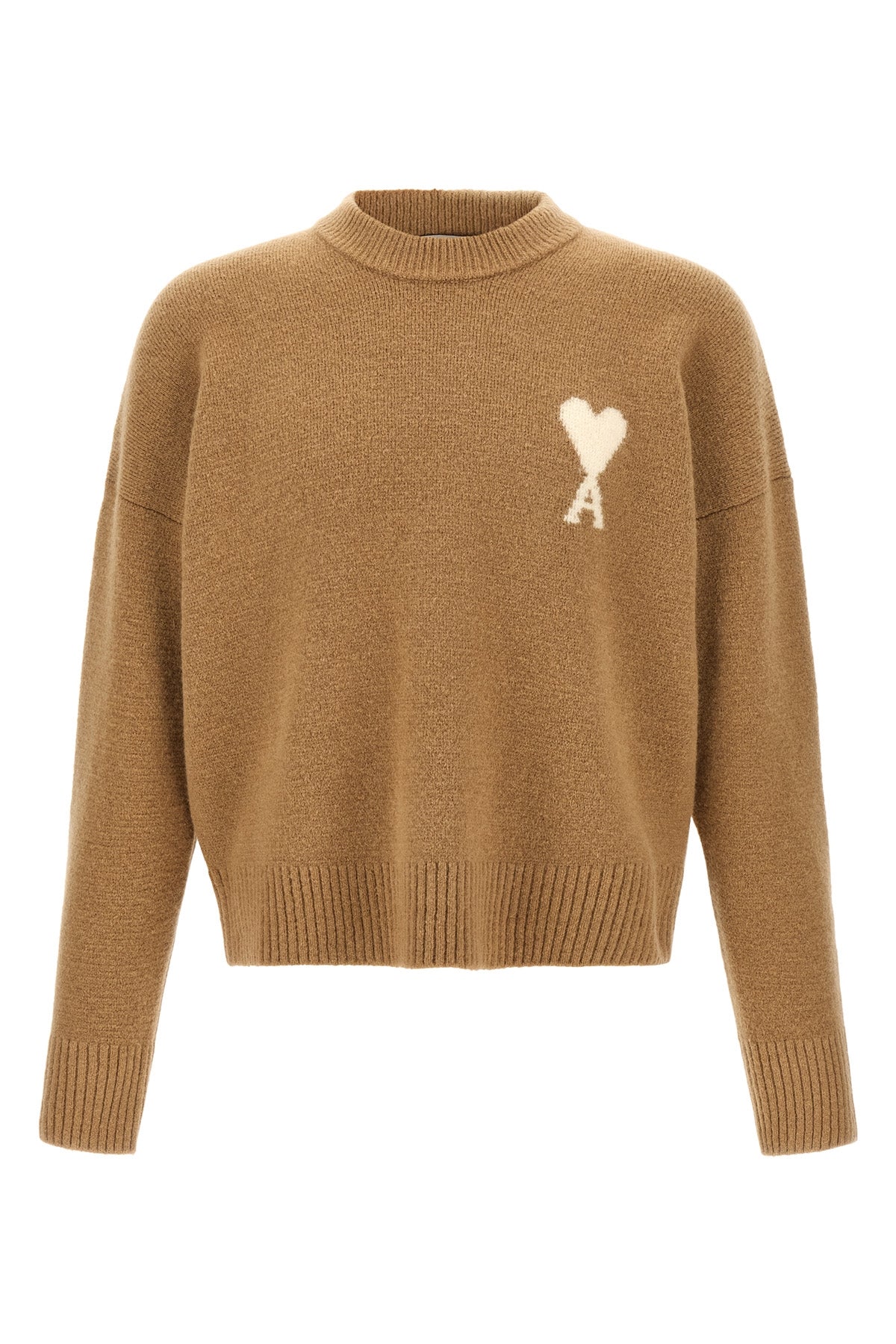the ami paris crew neck sweater in a fine alpaca and wool blend
