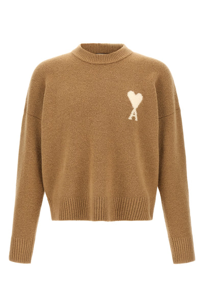 the ami paris crew neck sweater in a fine alpaca and wool blend
