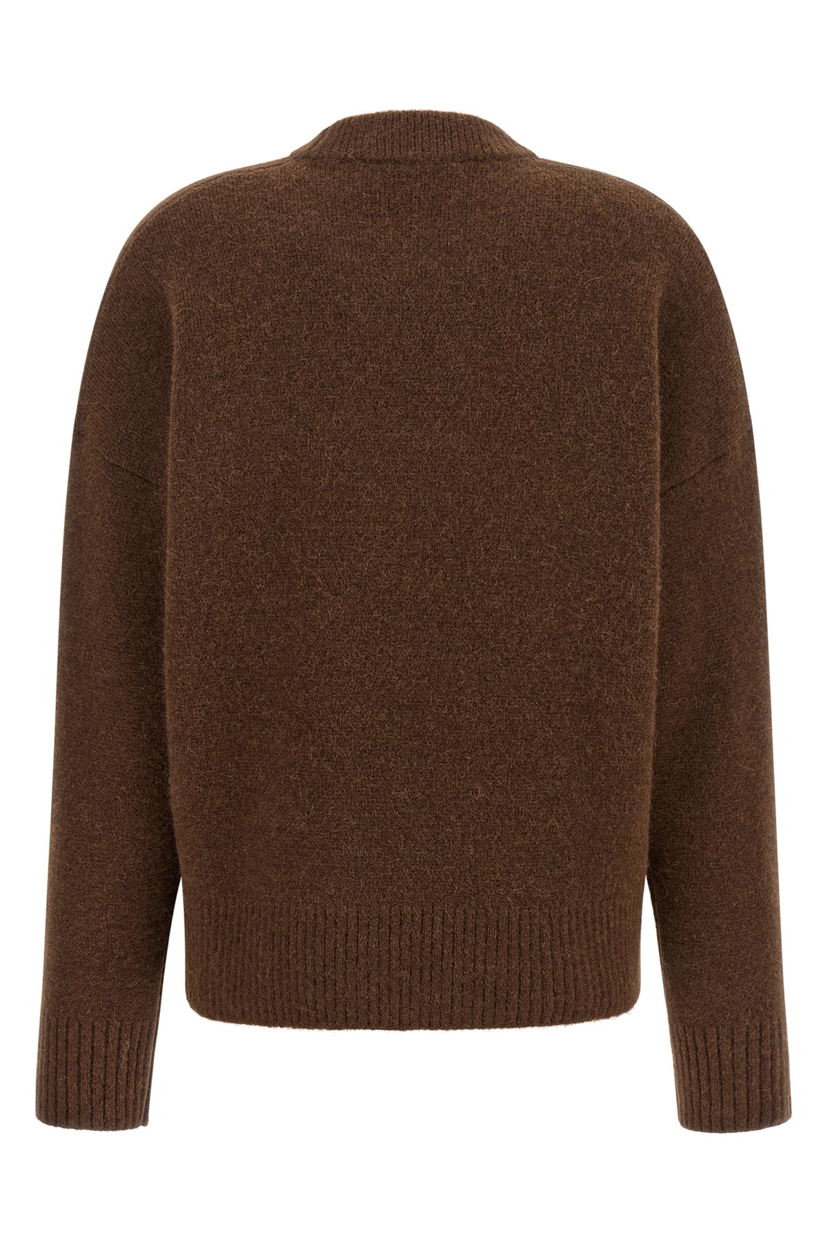 the ami paris crew neck sweater in alpaca and wool blend defines a contemporary