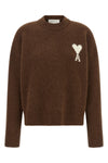 the ami paris crew neck sweater in alpaca and wool blend defines a contemporary