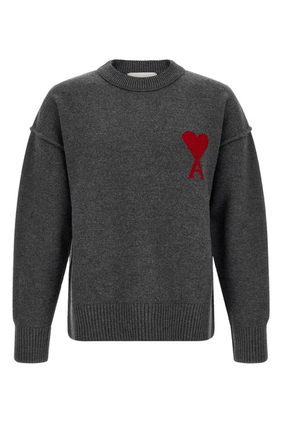 the ami paris crewneck sweater defines contemporary knitwear through a relaxed s