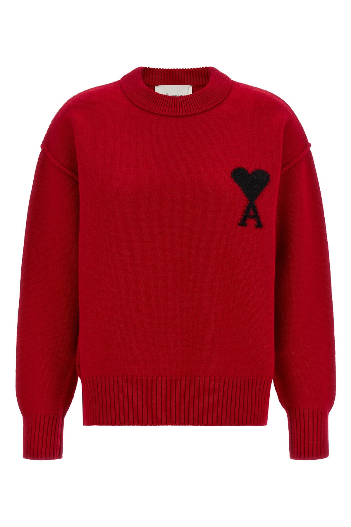 the ami paris pure wool crew neck sweater defines a contemporary aesthetic throu