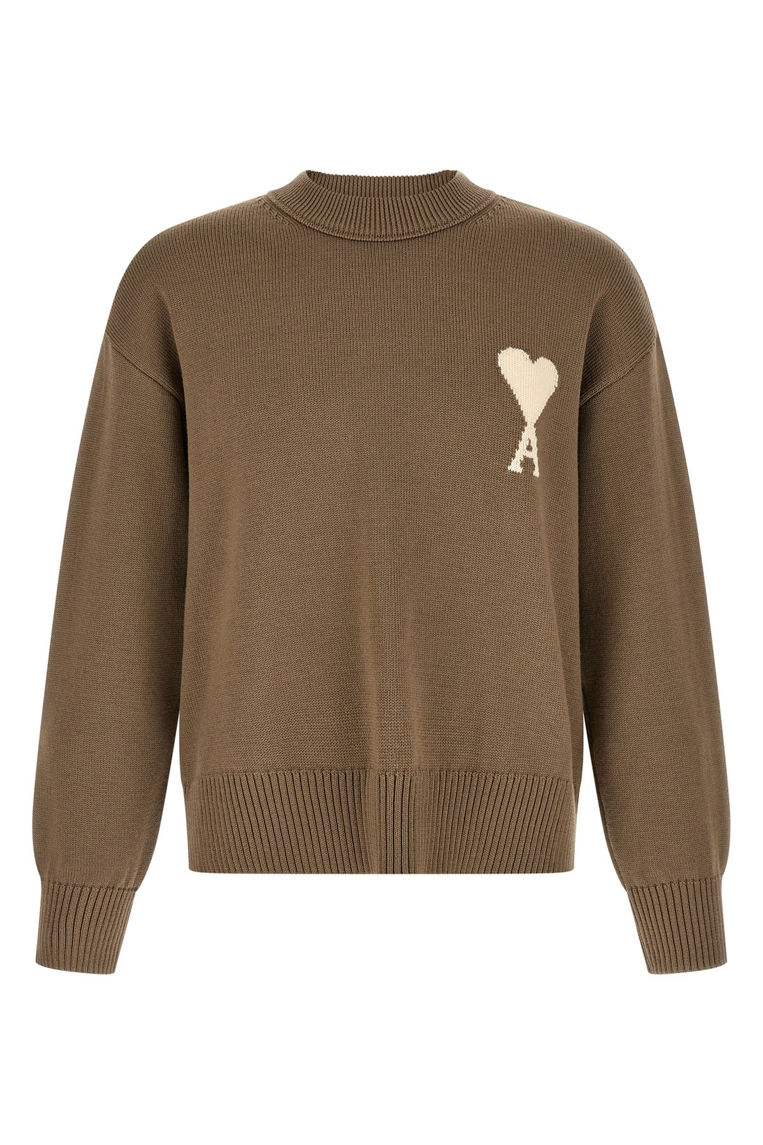 AMI PARIS L knitted wool and cotton blend sweater