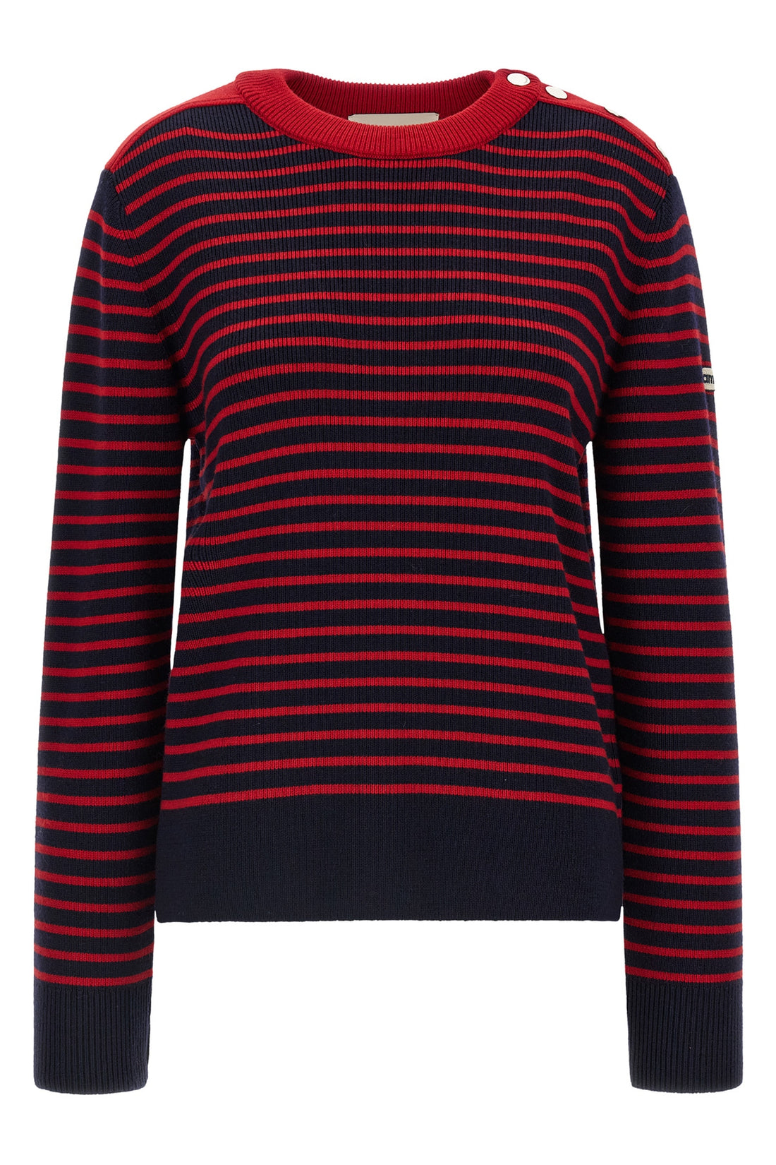 AMI PARIS M the ami paris crewneck sweater reinterprets the marinière aesthetic through ri