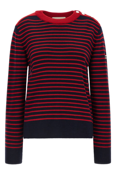 the ami paris crewneck sweater reinterprets the marinière aesthetic through ri