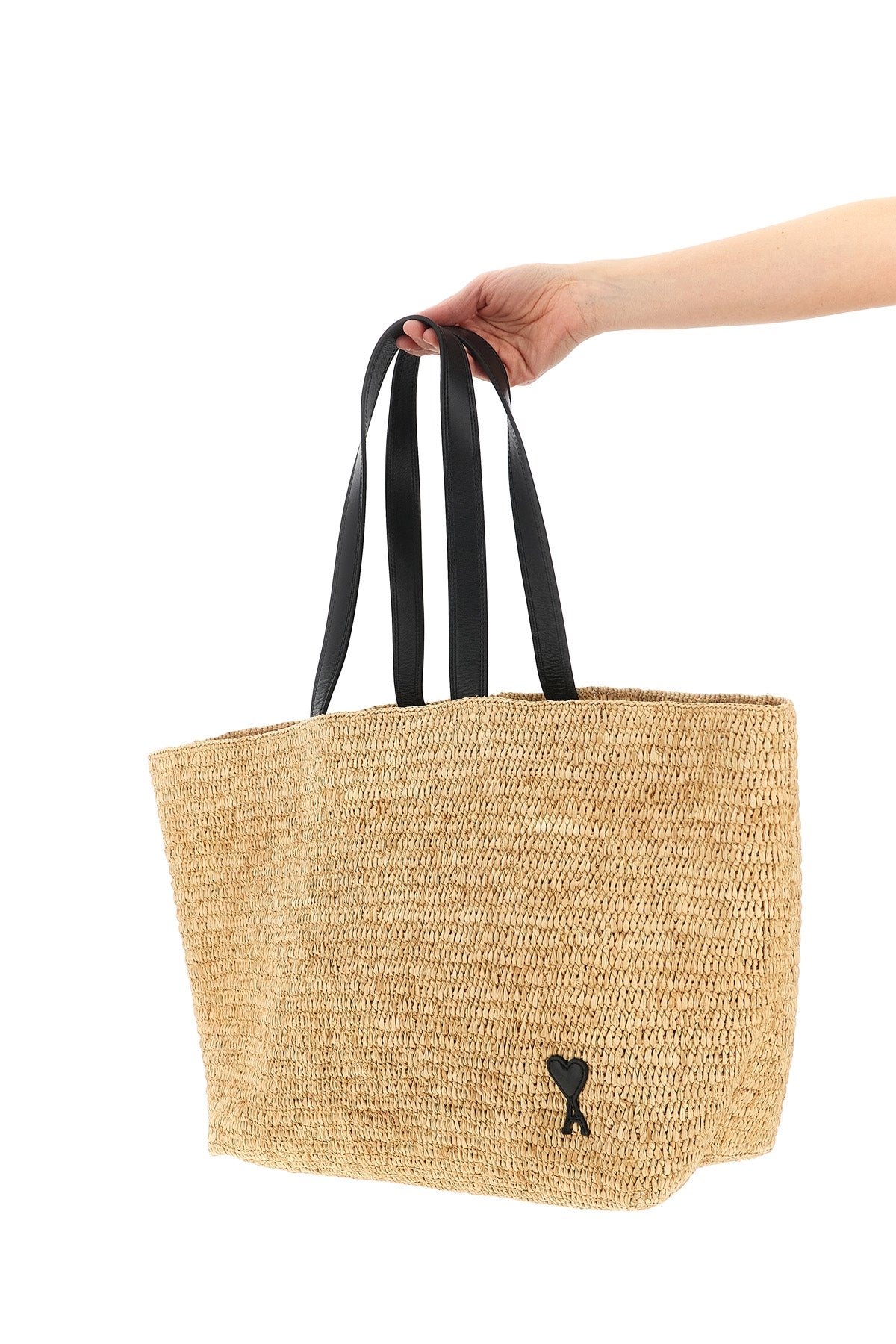 braided raffia shopping bag
