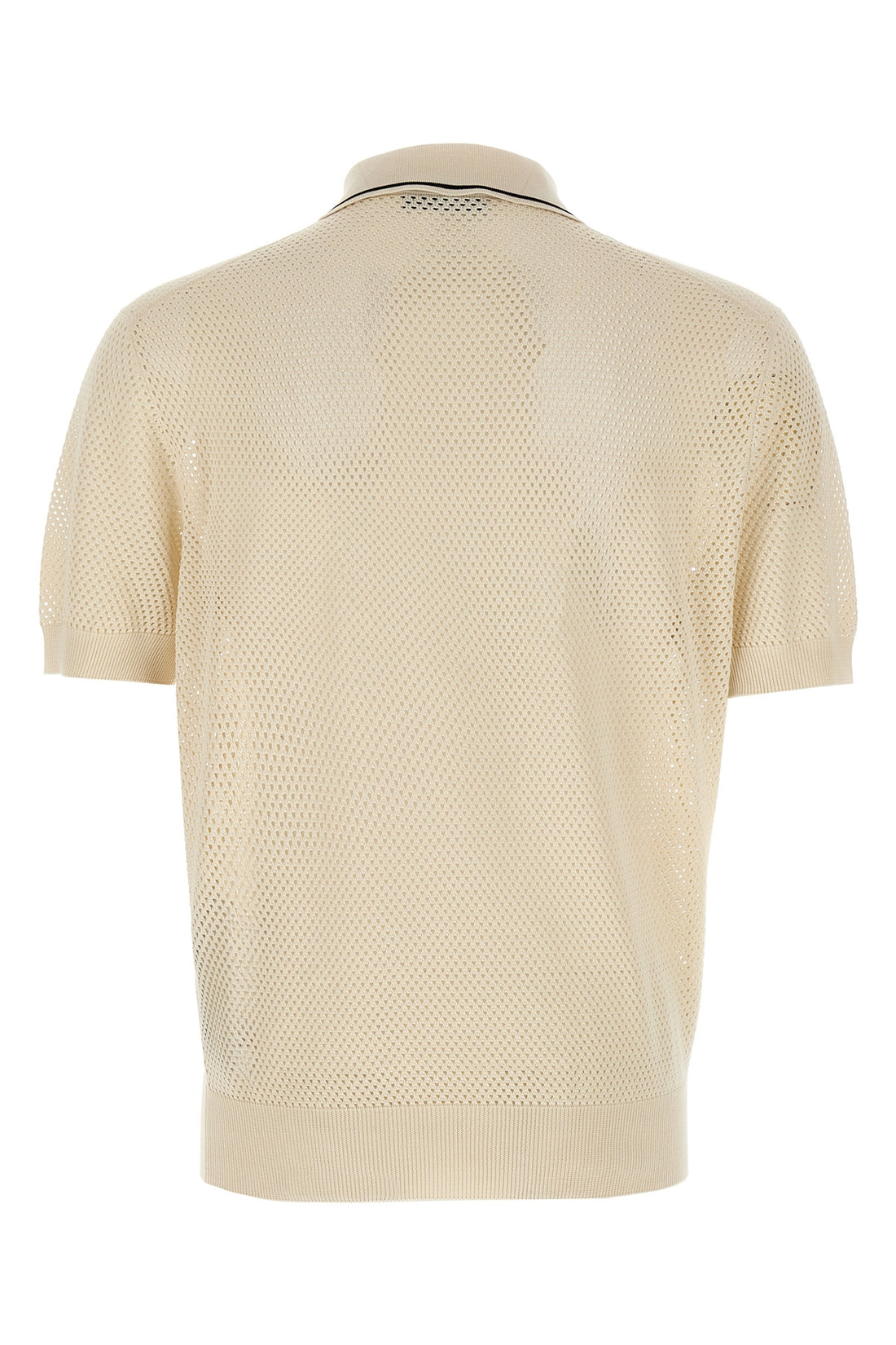 PRADA 50 polo shirt in perforated silk and cotton blend knit