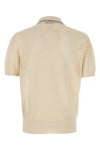 polo shirt in perforated silk and cotton blend knit