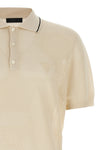 polo shirt in perforated silk and cotton blend knit