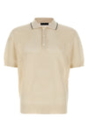 polo shirt in perforated silk and cotton blend knit
