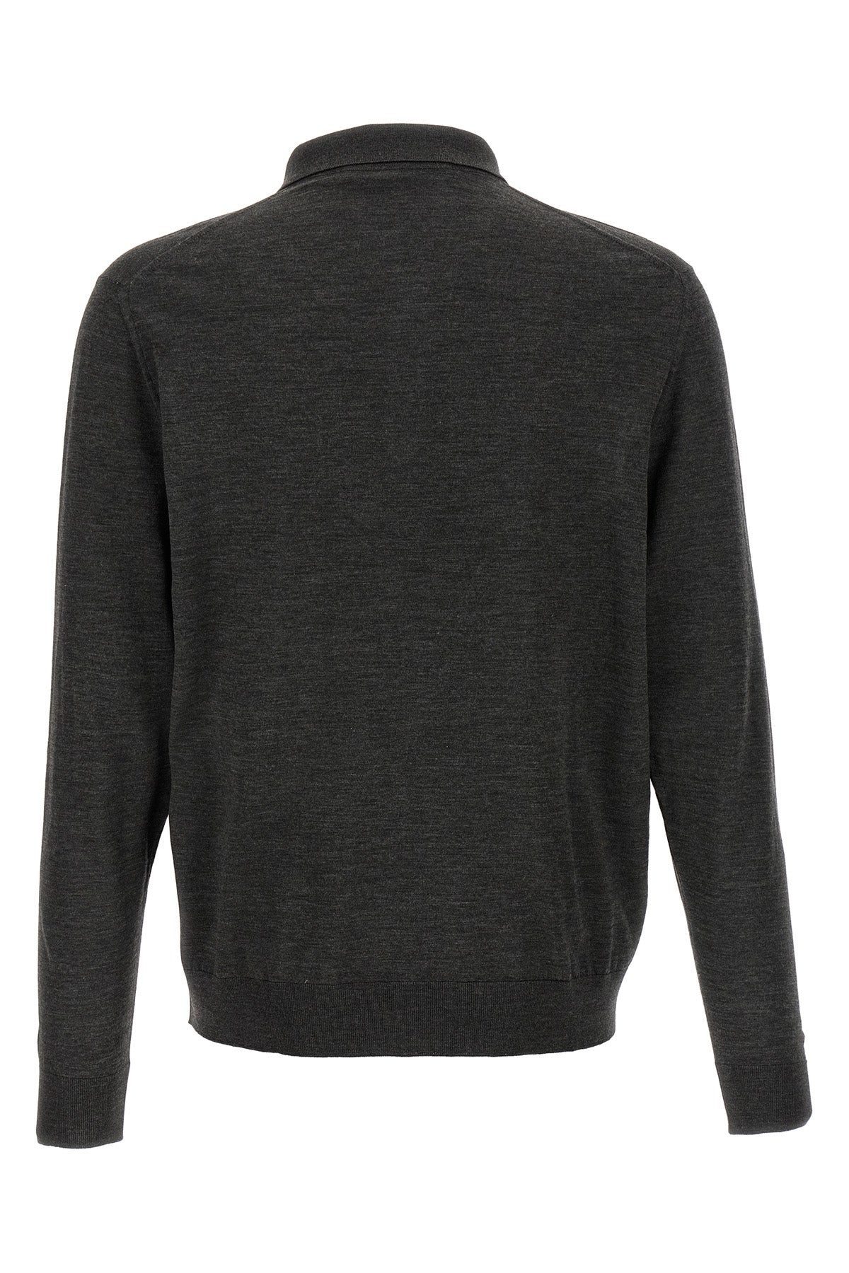 polo shirt in wool mélange knit