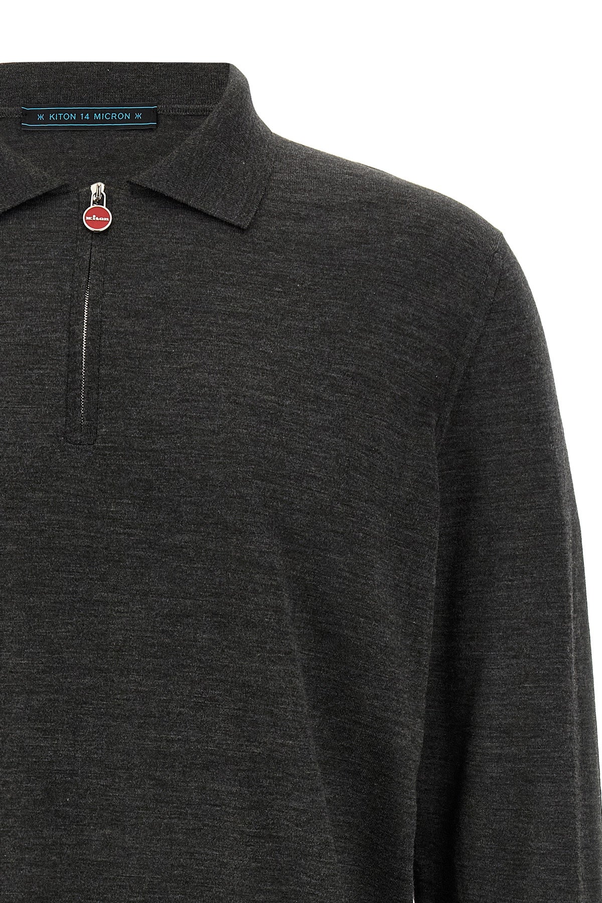 polo shirt in wool mélange knit