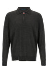 polo shirt in wool mélange knit