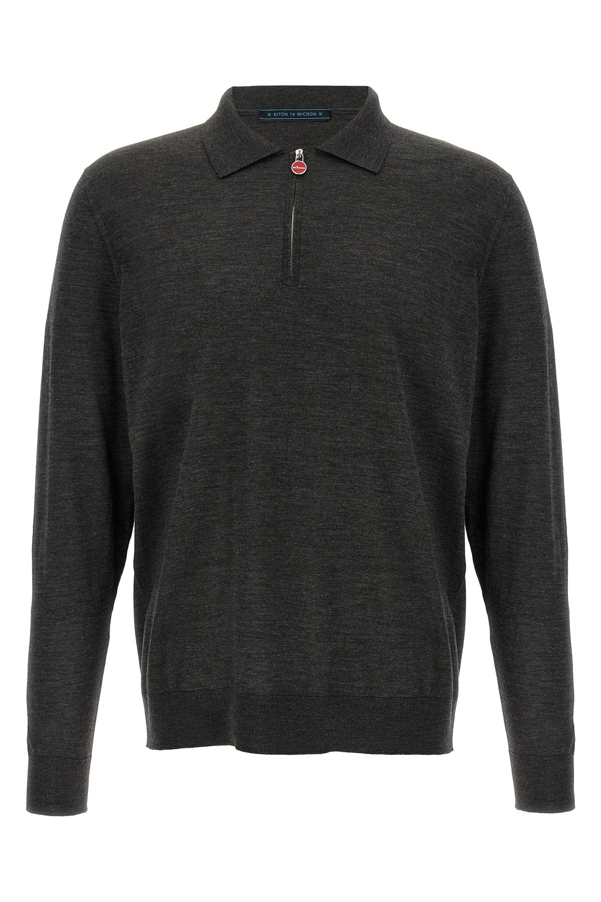 polo shirt in wool mélange knit