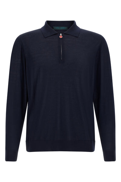 the kiton long-sleeved polo shirt in fine 14 micron wool