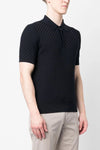 polo shirt in woven cotton blend knit