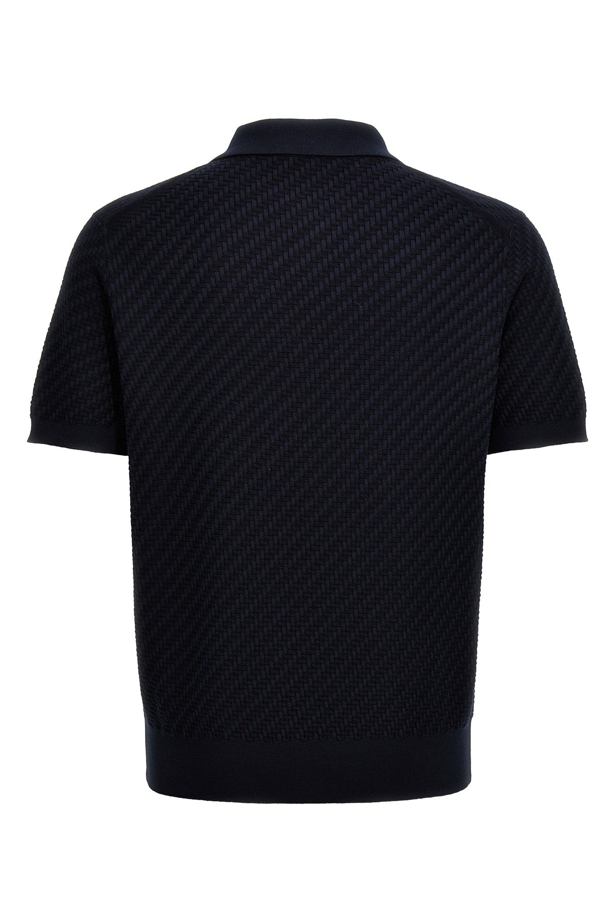 polo shirt in woven cotton blend knit