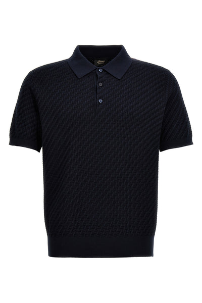 polo shirt in woven cotton blend knit