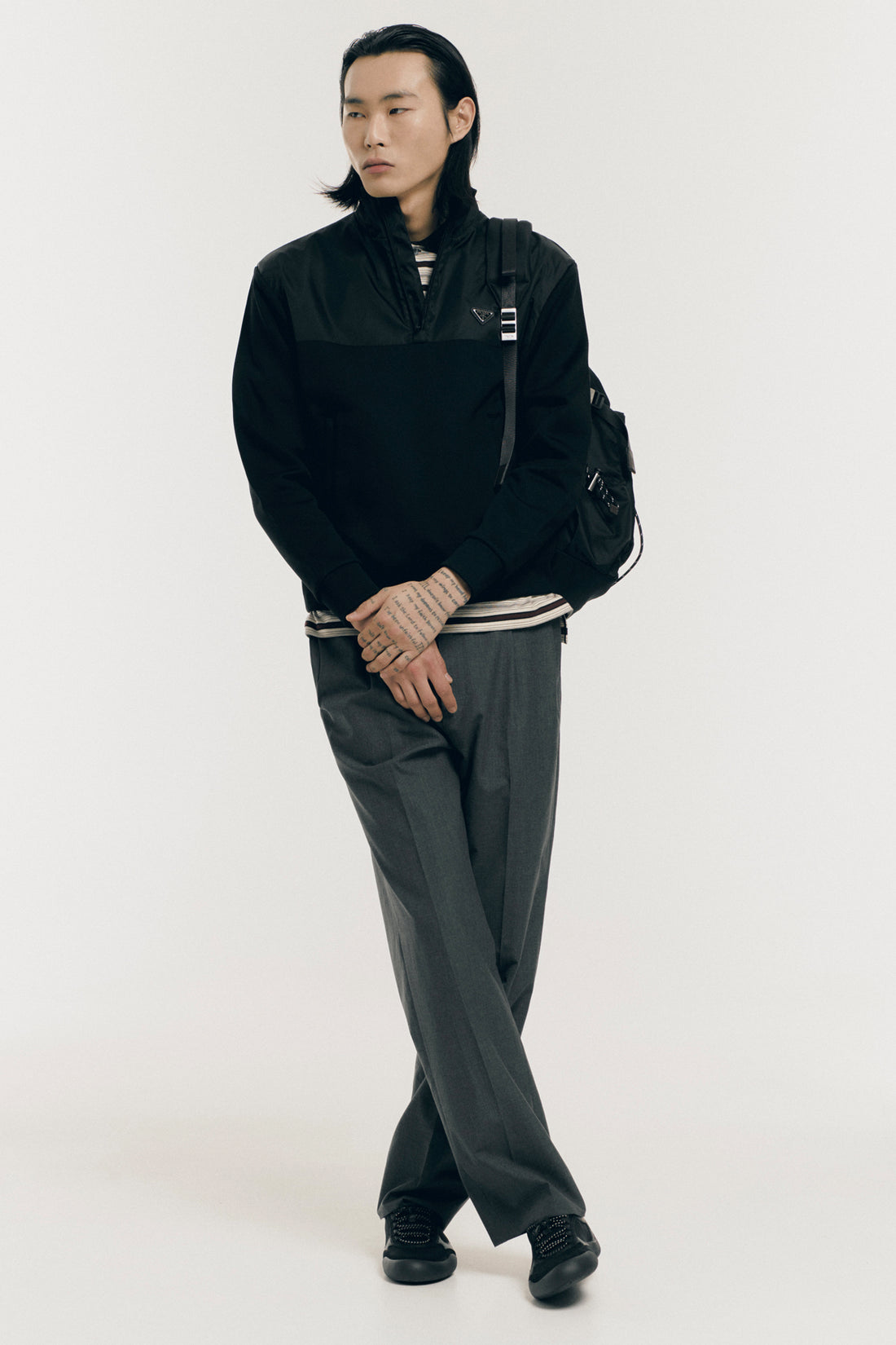 PRADA 52 tailored pants in virgin wool and cotton blend
