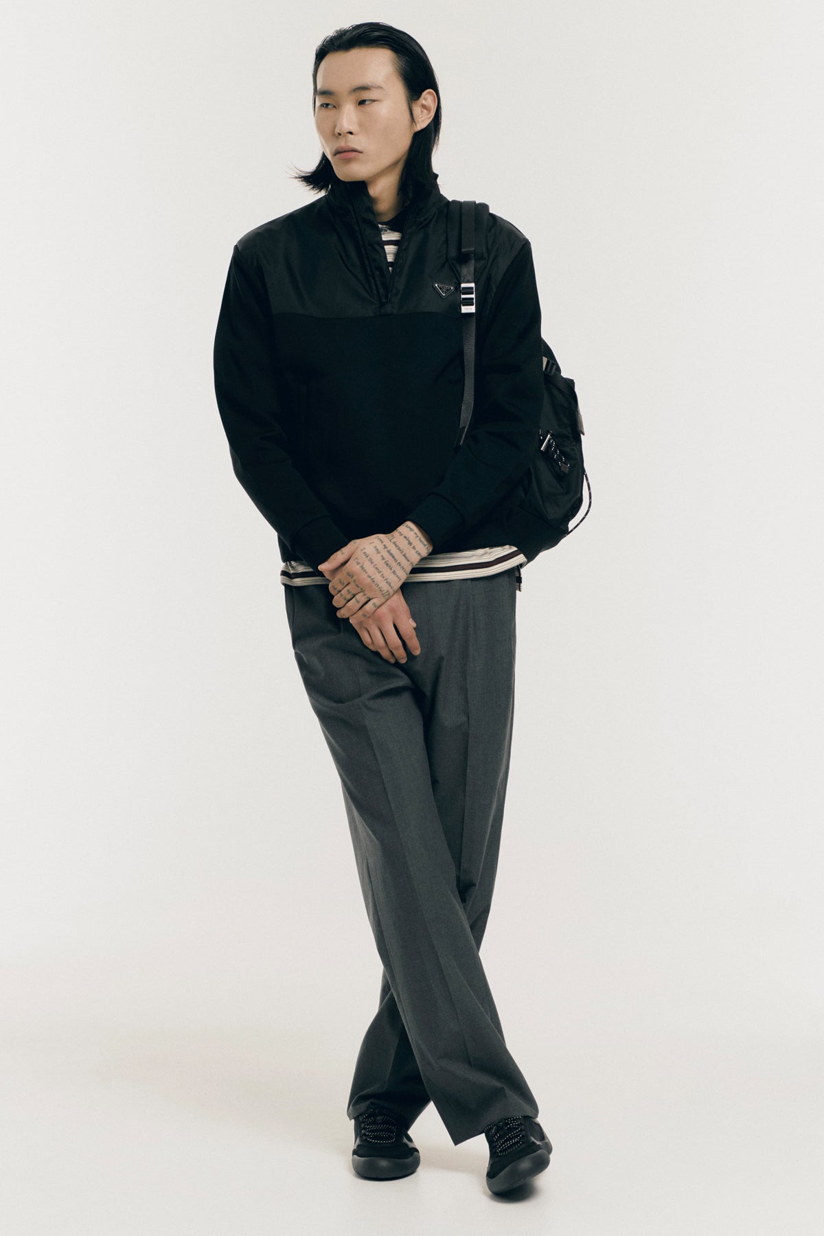 tailored pants in virgin wool and cotton blend