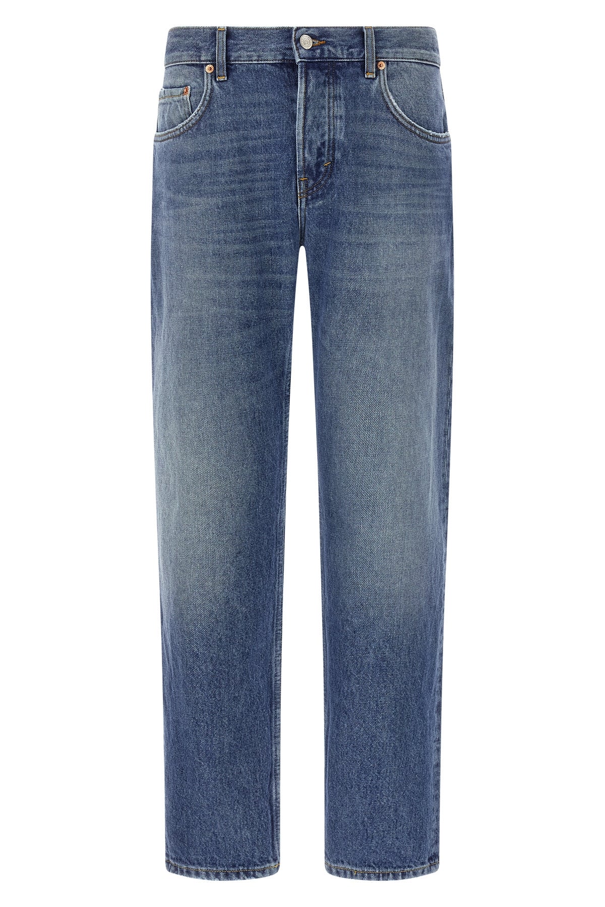 keith used-effect stonewashed cotton denim jeans