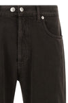 musso cropped bull jeans in used-effect garment-dyed cotton