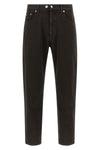musso cropped bull jeans in used-effect garment-dyed cotton