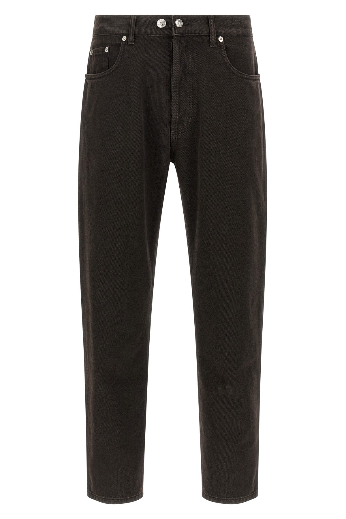 musso cropped bull jeans in used-effect garment-dyed cotton