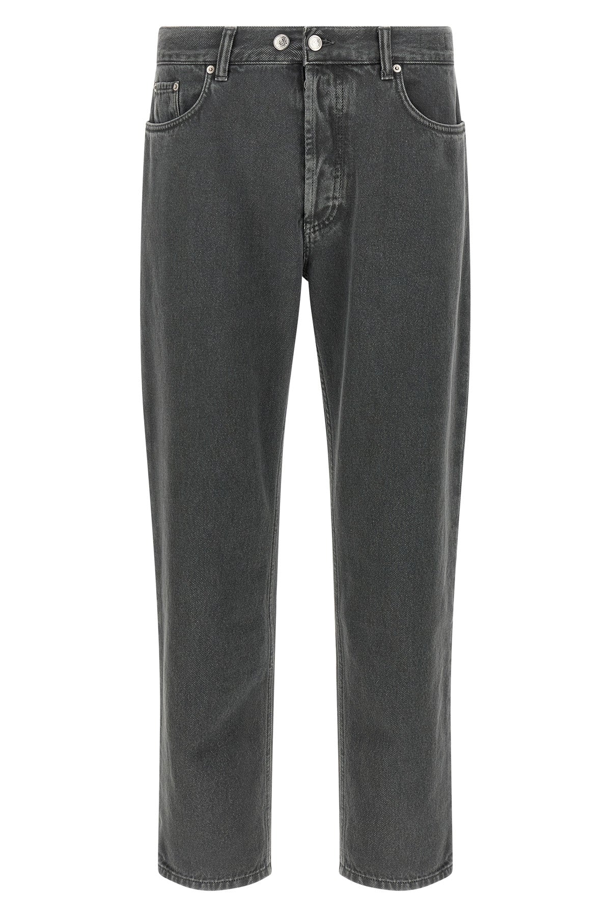 musso cropped bull jeans in used-effect garment-dyed cotton
